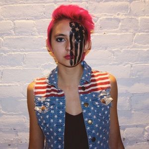 Patriotic American Flag Denim Vest