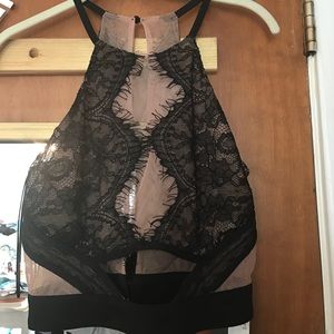 CQ Lace Cutout Halter Crop Top