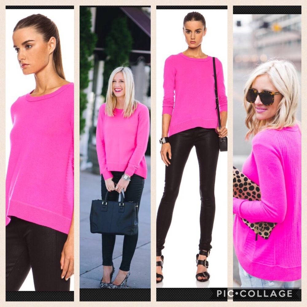 🌸 DVF Hi-Lo Cashmere Knit Sweater Hot Pink Sz P