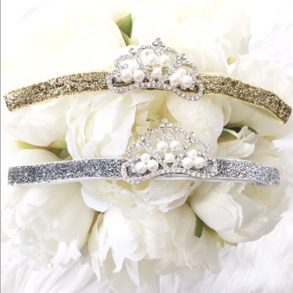 Baby headband- Crown Pearls Elastic Headband - Picture 2 of 2