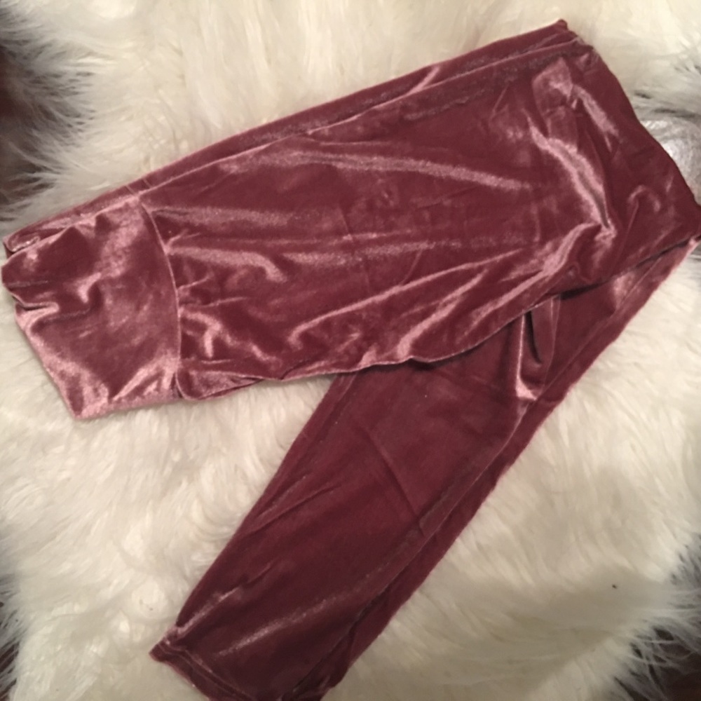 Pink velvet leggings