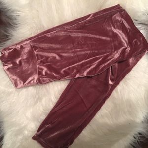 Pink velvet leggings