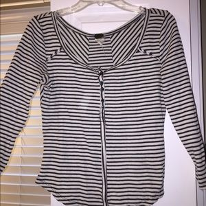 Free people stripped crop long sleeve top