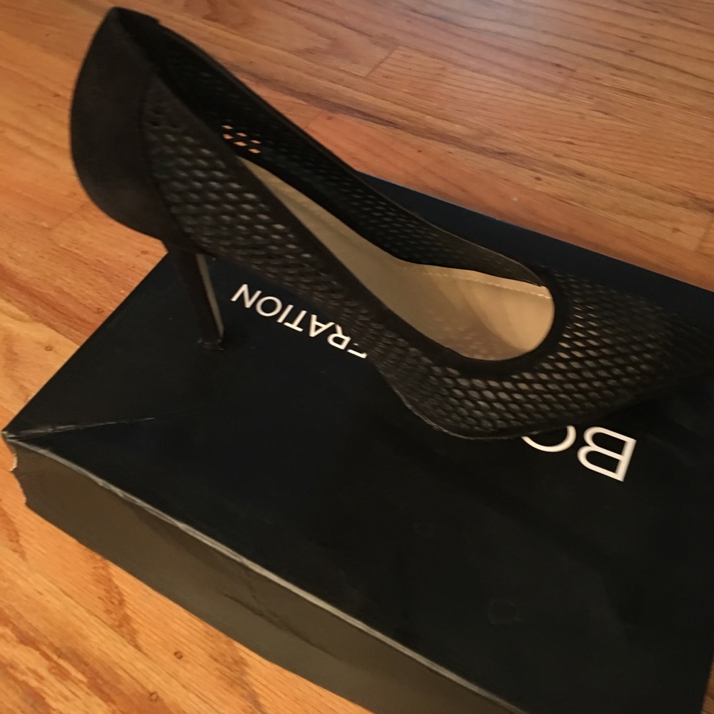 BCBG black suede pump