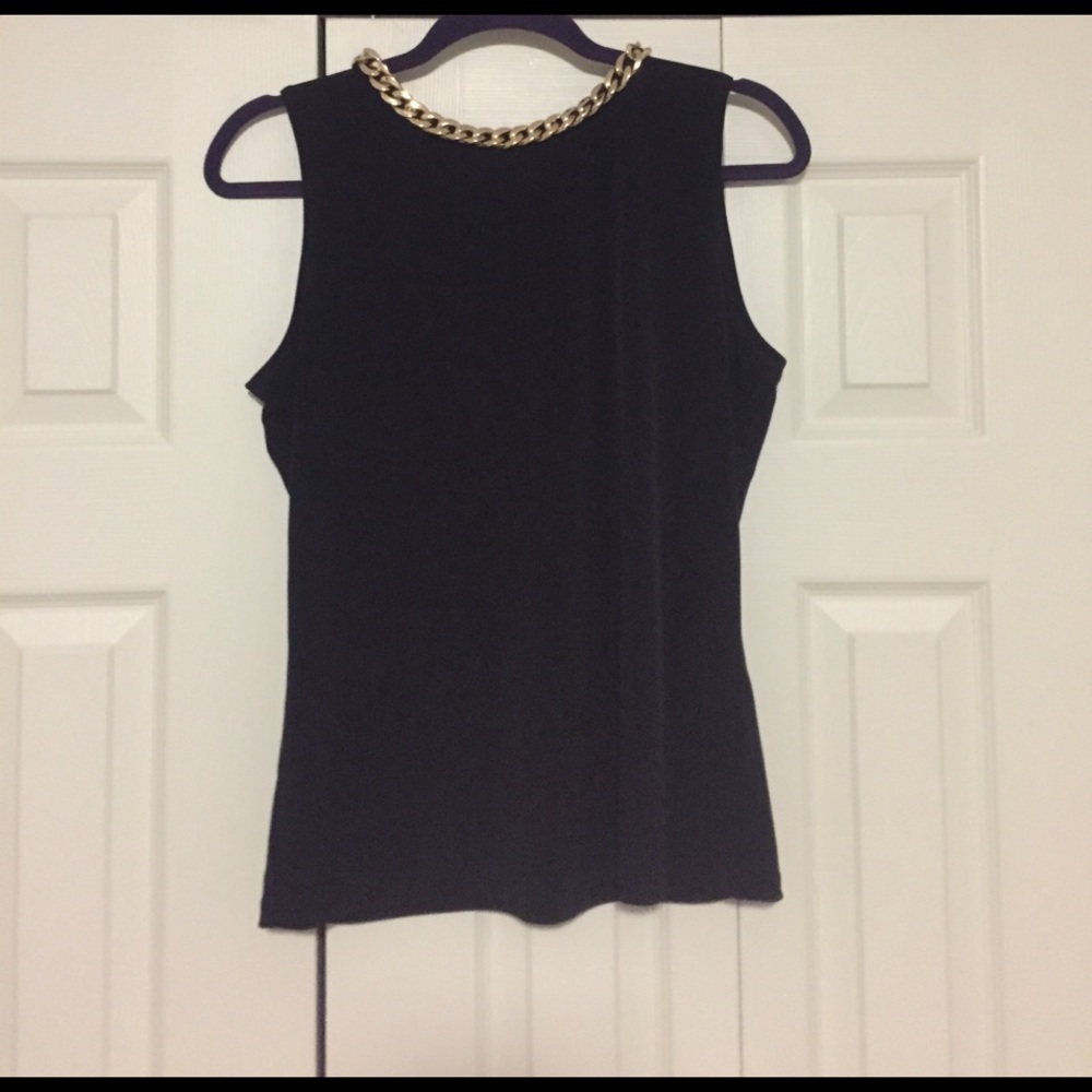 Black Calvin Klein shirt with gold chain neck