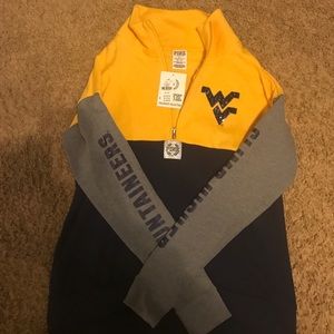 WVU VS Pink Quarter (1/4) zip Pullover w/ tags
