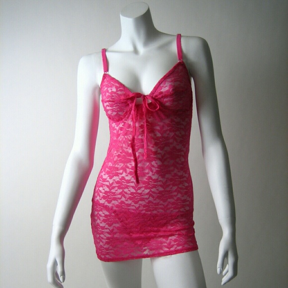 New sexy pink lace mini dress lingerie - Picture 1 of 3