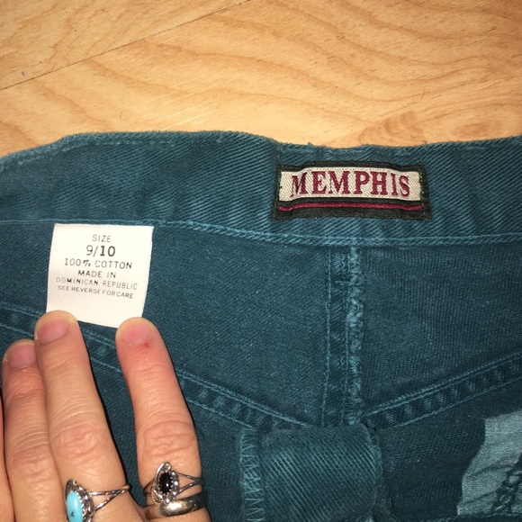 VINTAGE Memphis teal high waisted cutoffs - Picture 4 of 4
