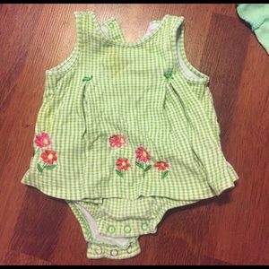 Green Body Suit With Flowers