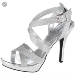 Silver Strappy Platform Heels