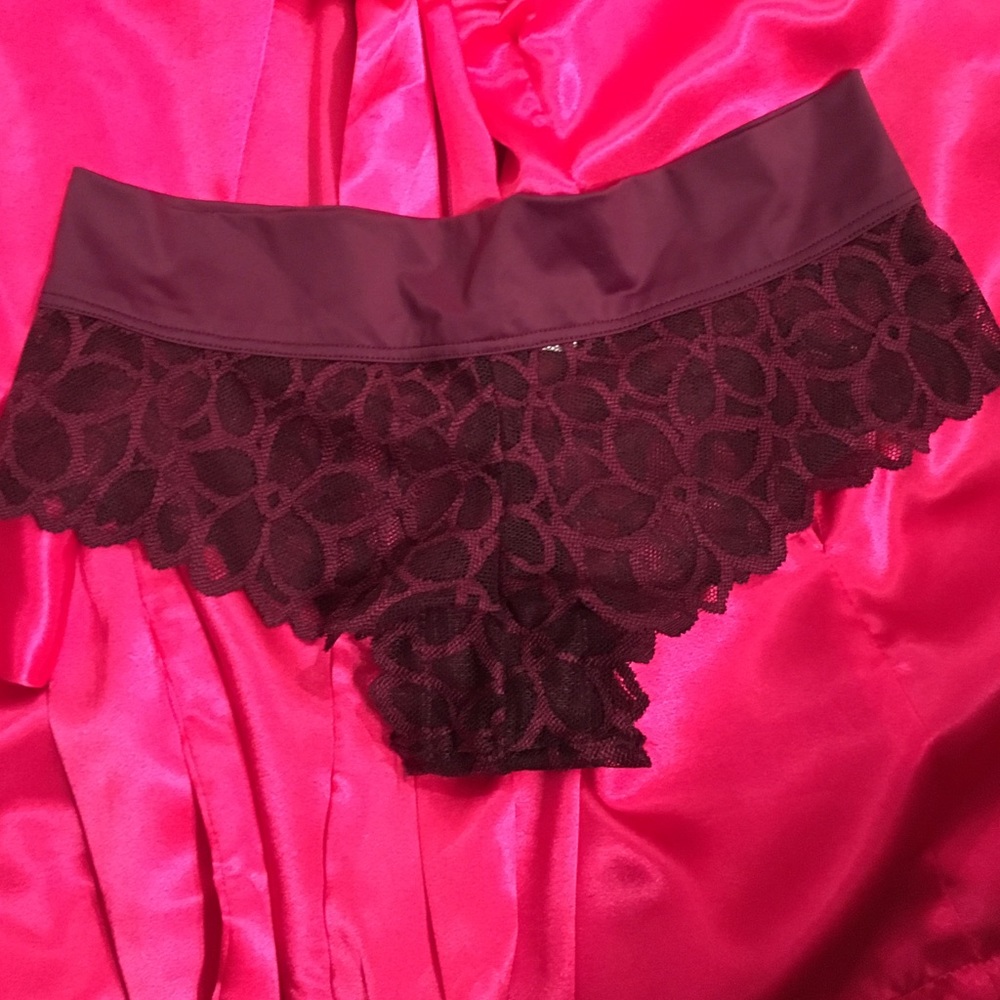 Pink VS maroon lace cheeky panties XS!