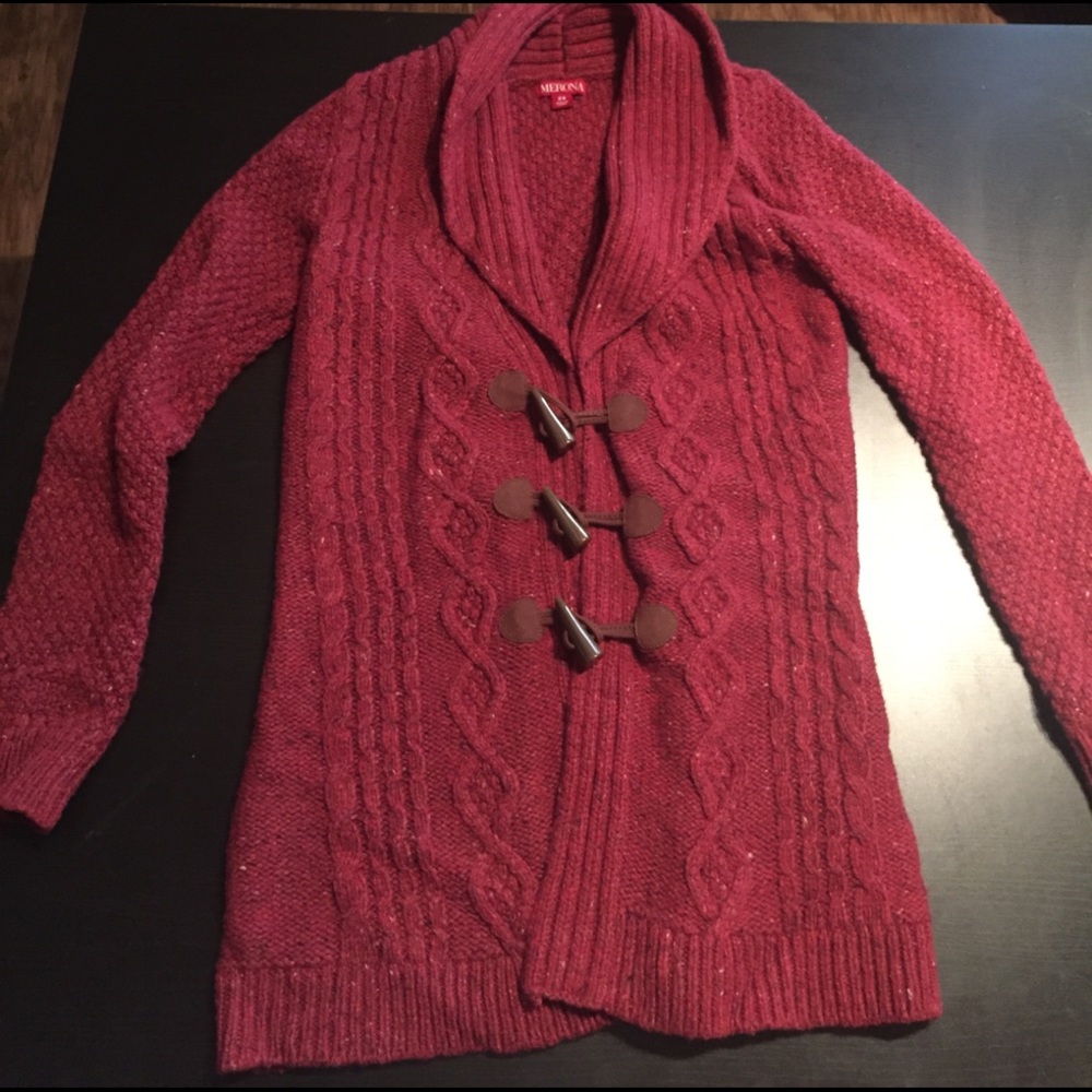 Red sweater cardigan