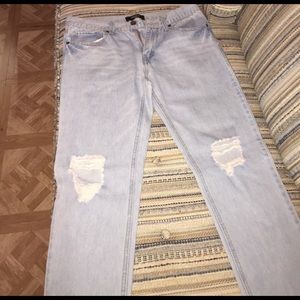 Light blue ripped skinny jeans