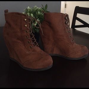 Faux suede ankle booties