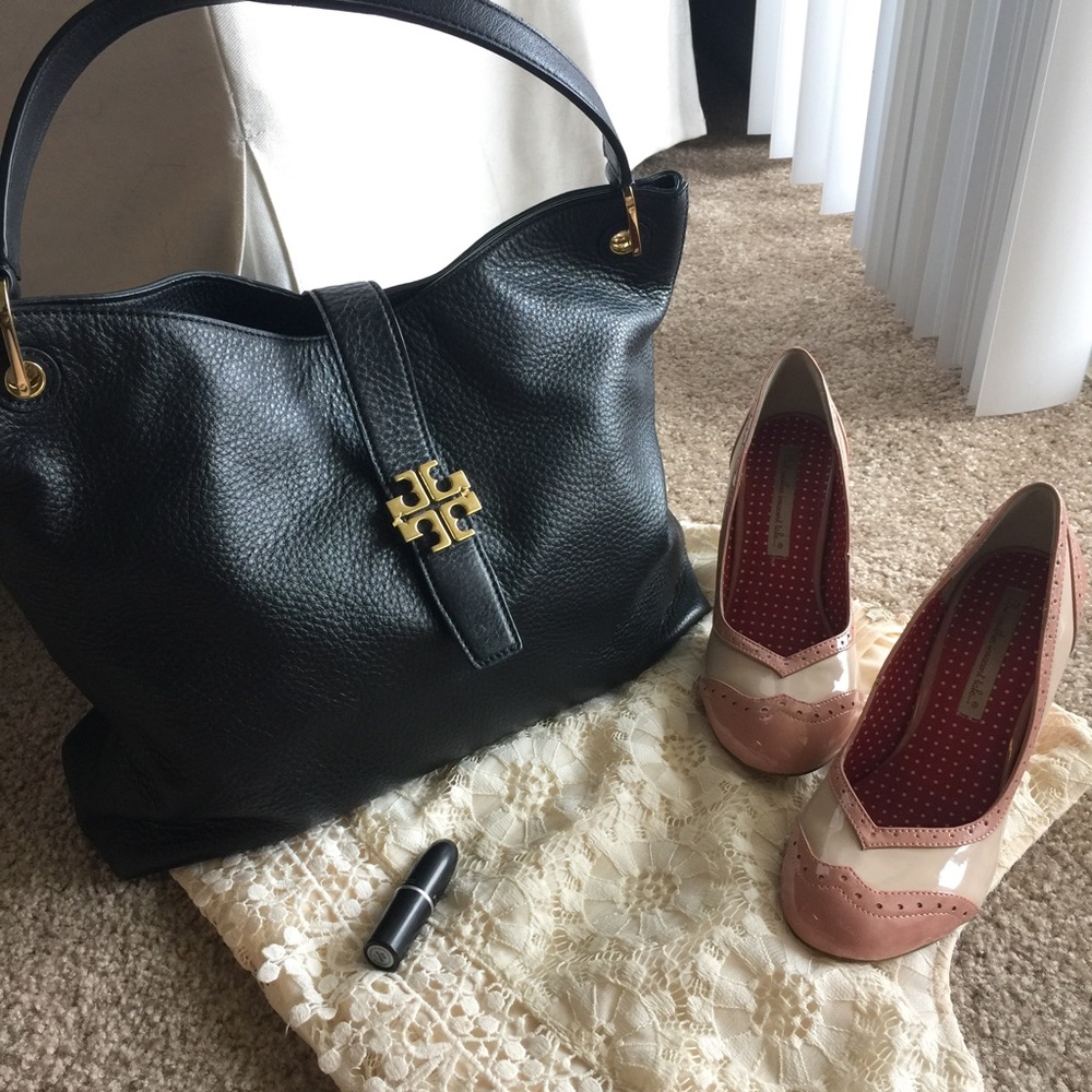 Black Tory Burch Plaque Hobo Bag