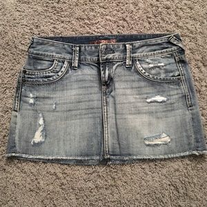 Distressed Denim Mini Skirt