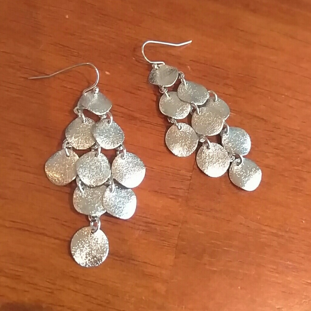 Silver circle cascade earrings