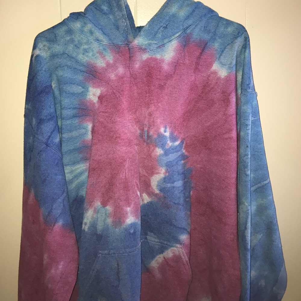 Unisex tie dye blue and pink hoodie