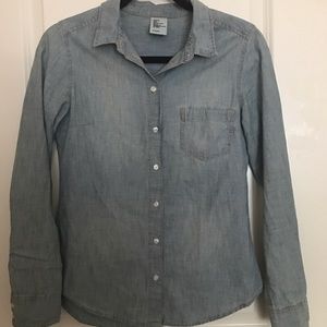 H&M light denim button up top