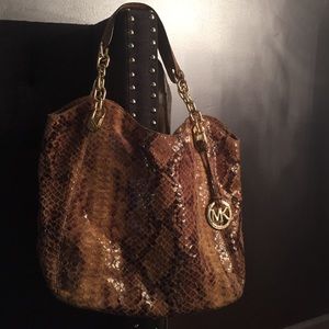 Michael Kors snake embossed tote bag