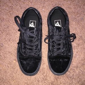 crushed black velvet vans