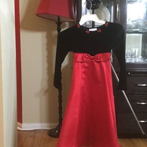 Little girl dress black felt top satin Boston,