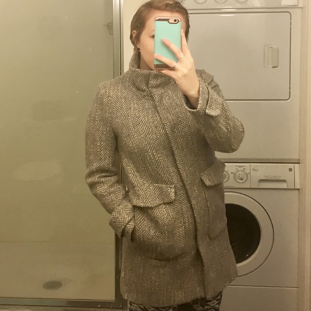Zara Grey & Cream Peacoat - Picture 5 of 5