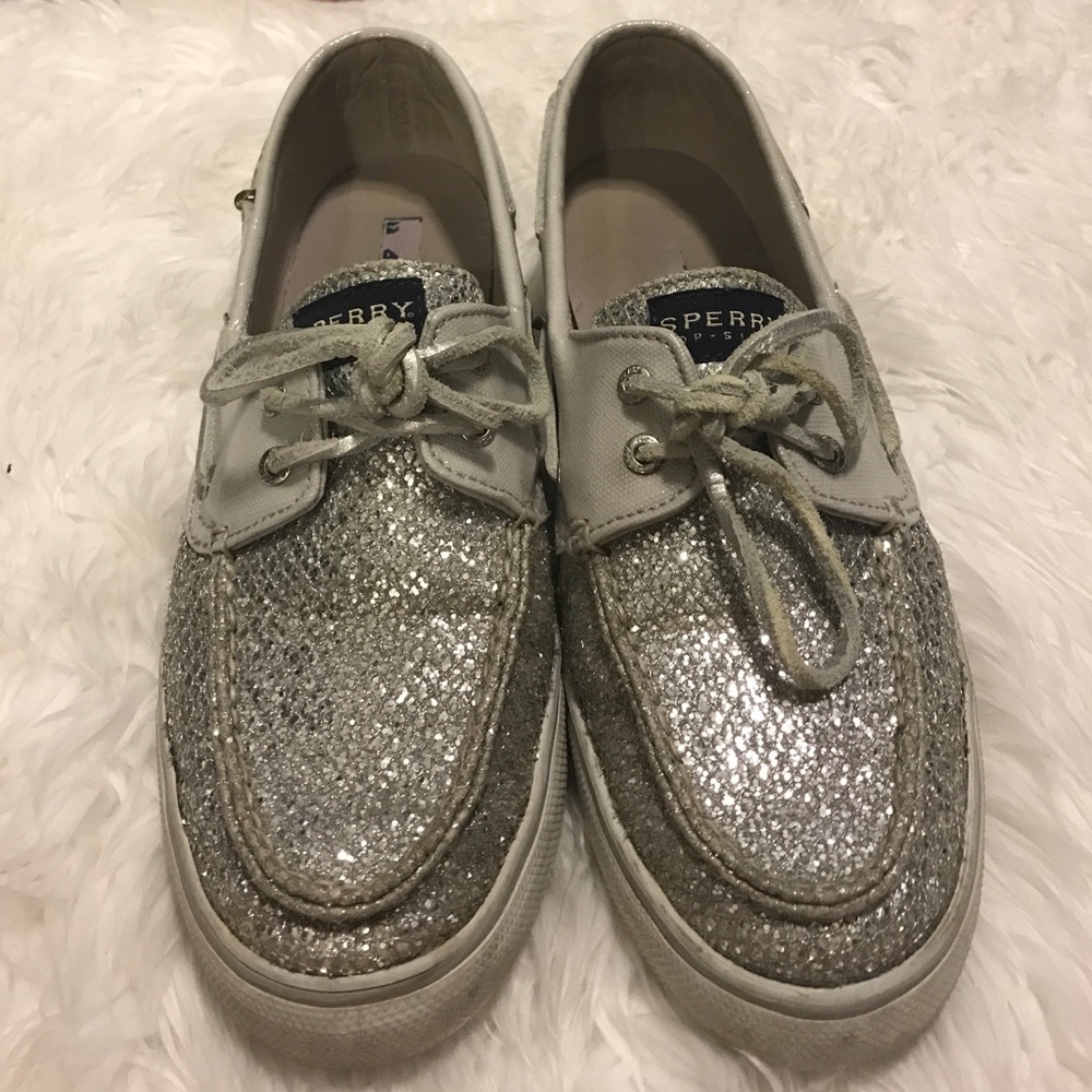 Silver glitter sequin Sperrys