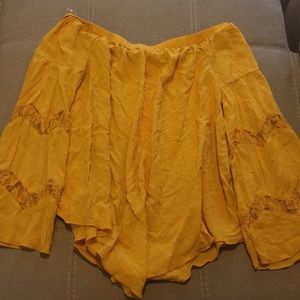 Yellow bell sleeve top