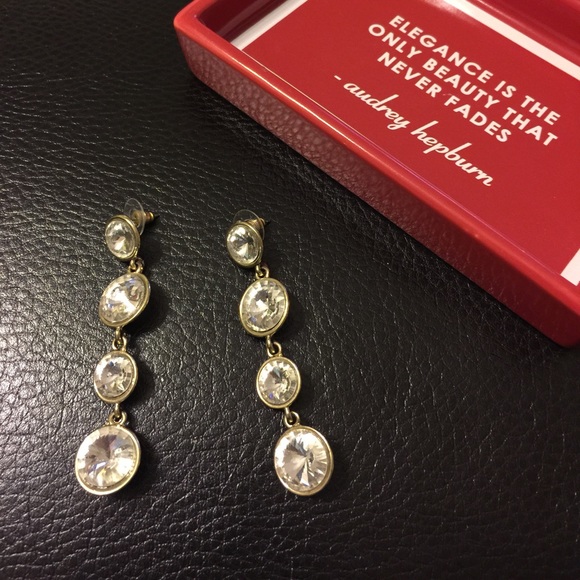 Jewelry - Large clear stone earrings on gold
