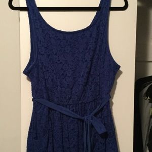 Blue lace skater dress.