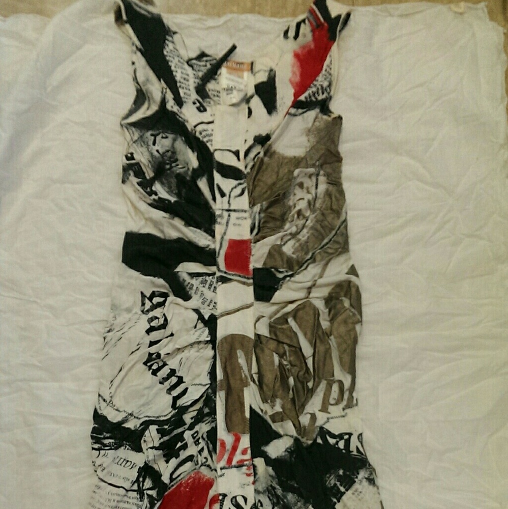 John Galliano Christian Dior Newspaper Print Dress