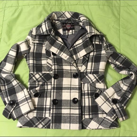 YMI Jackets & Blazers - Fashion Plaid Pea Coat