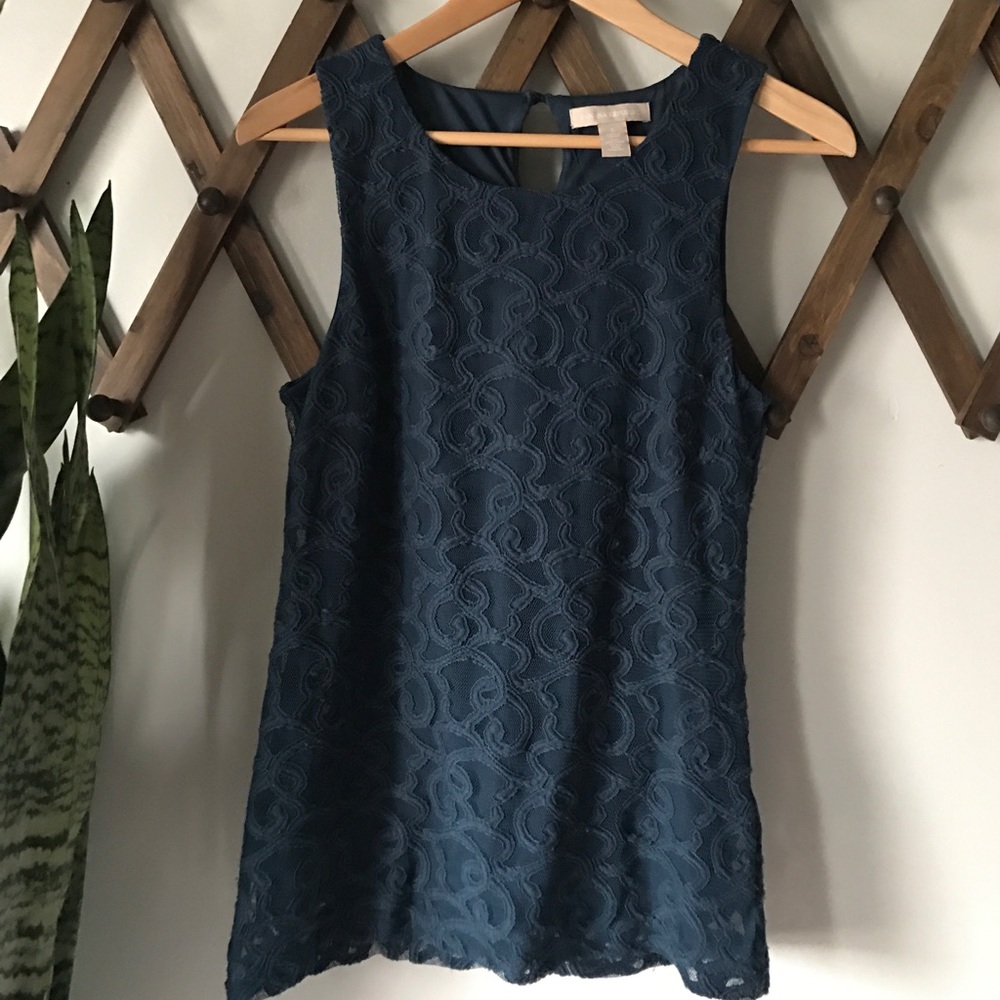 Banana Republic Navy Embroidered Top