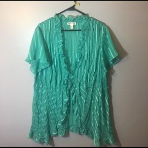#24 jade striped cover blouse