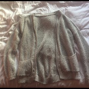 white/grey cardigan