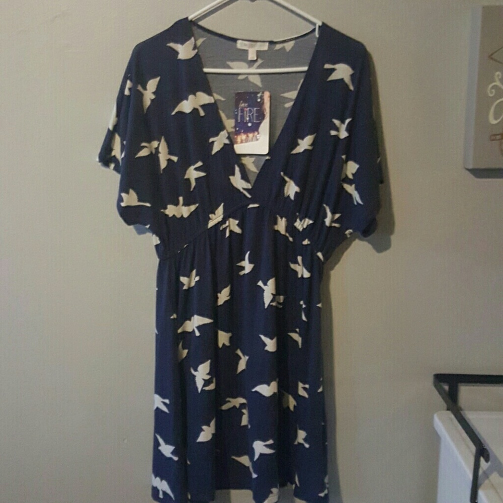 Navy dress with white birds
