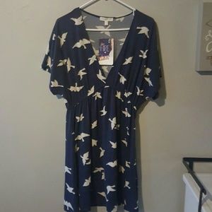 Navy dress with white birds