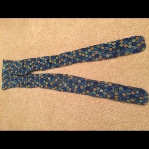 Blue dot pinwheel print fishnet pantyhose tights