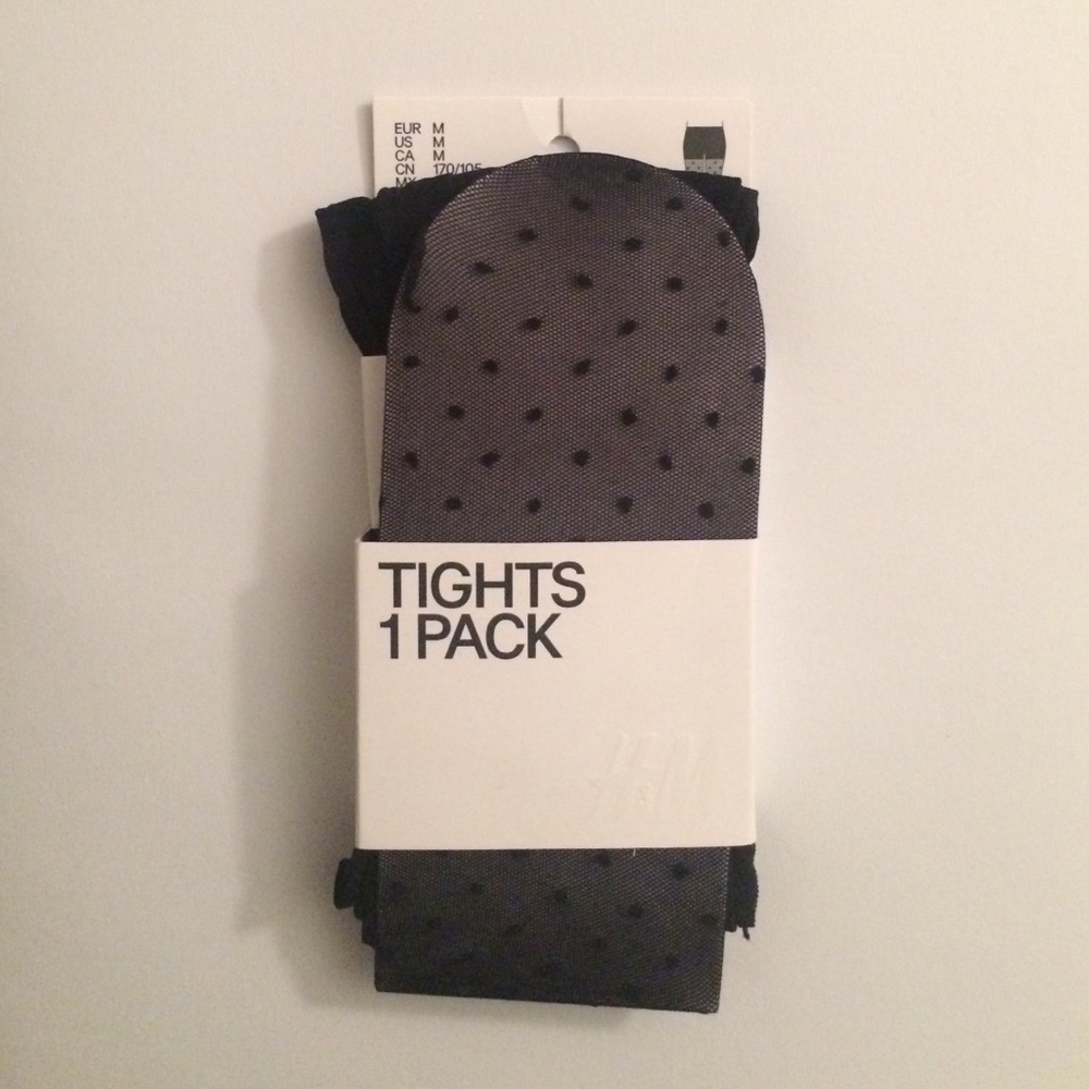 H&M polka dot black tights