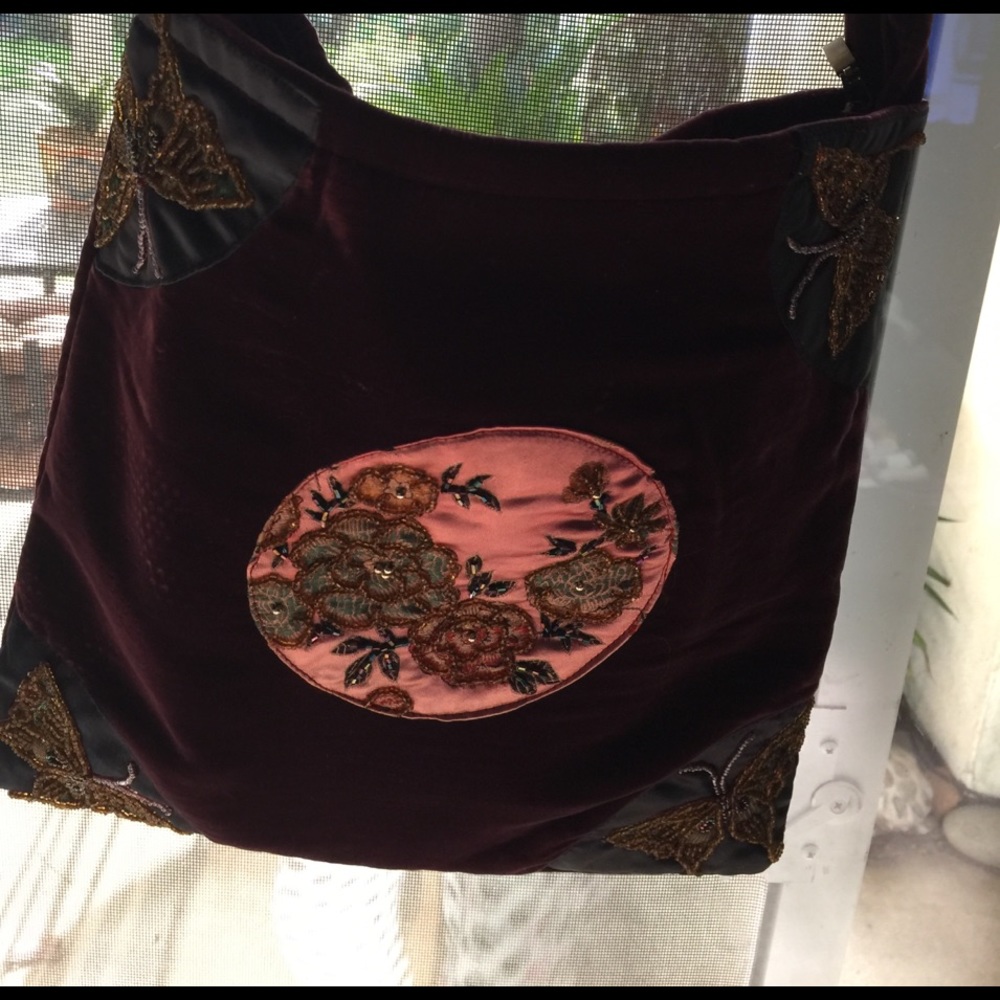 Velvet Butterfly Beaded Purse