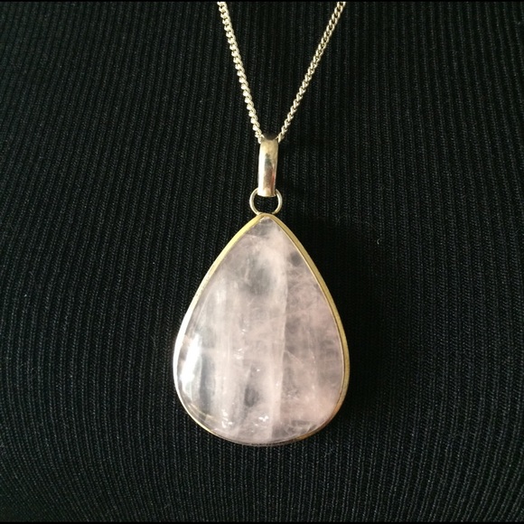 Vintage Jewelry - Amazing Teardrop Rose Quartz Pendant