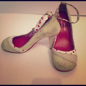 Irregular Choice Red/White Round Toe Heels