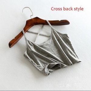 Cross back crop top ONLY GRAY AVAILABLE