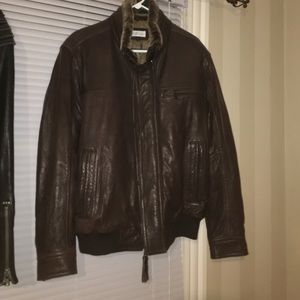 Barneys New York Espresso 100% Leather Jacket