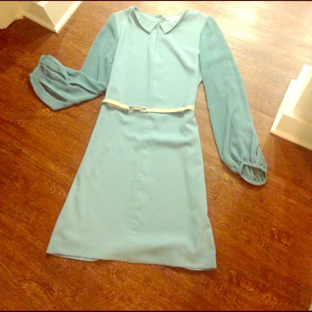 Sky blue semi formal dress in good condition.