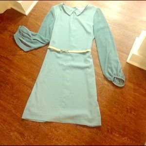 Sky blue semi formal dress in good condition.
