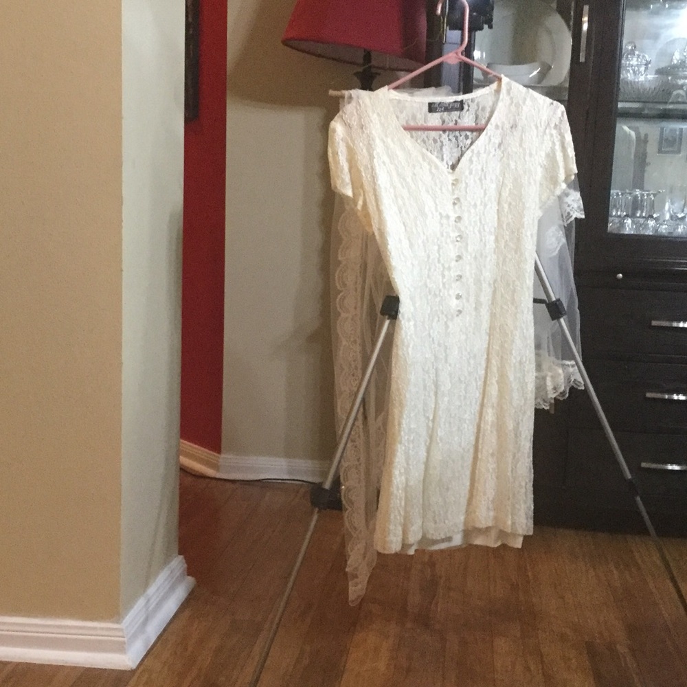 Wedding dress with long veil