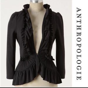 Anthropologie Cartonnier Redux Black Ruffle Jacket