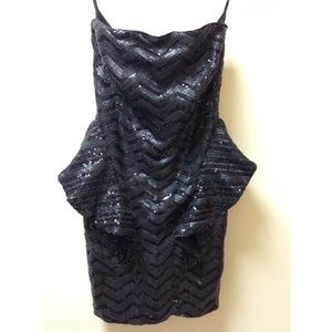 Bebe black strapless sequence mini dress